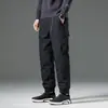 Calça de Acolchoamento à Prova de Frio para Uso Externo Masculina Inverno Nova Roupa para Exterior Quente Masculina com Fixação nos Pés Esportes Lazer Penugem de Pato Grossa