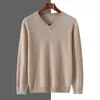 Novedad Otoño e Invierno 2024 Tejido de Cachemir para Hombre de Manga Larga Versátil, Cómodo, Amigable con la Piel, Holgado y Suave, Cuello en V, Ropa Interior