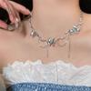 Atmósfera ~ Spice Girls Glaciar Azul Mariposa Líquida Borla Collar Femenino Ins Nicho Diseño Único Cadena de Clavícula Tendencia
