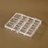 Caja de almacenamiento pequeña transparente de 12 compartimentos, organizador de accesorios para decoración de uñas con cuentas y brillos, caja de almacenamiento pequeña a prueba de polvo