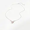 Collar Colgante de Trébol de Cuatro Hojas Rosa de Alta Venta Zirconia Brillante Cadena de Atmósfera con Candado Corazón Dulce Fresco Lindo Femenino