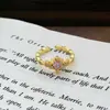 Anel Aberto Elegante Vintage de Zircônia de Nicho de Luxo com Estilo Cortesão, Adequado para Festas Noturnas, Anel Versátil de Luxo Leve