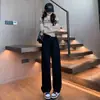 Jeans de Pierna Estrecha y Ancha Forrados de Polar para Mujer Otoño e Invierno 2024 Nuevo Primavera Cintura Alta Sueltos Retro Pantalones Cortos de Pierna Recta