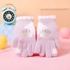 Guantes de Punto Cálidos de Cinco Dedos con Dibujos Animados Nuevos de Invierno para Niños Felpa Estudiante Lindos Guantes de Ciclismo para Niños y Niñas