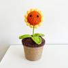 Crochê Rosto Sorridente Girassol Planta em Vaso Escritório Casa Ornamento de Lã Evento de Feriado Presente Flor Artificial