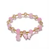 Pulsera de Cristal Imitación Jade Esmaltado Mariposa para Niños Pulsera de Cuentas Verano Niñas Puesto de Guardería