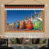 Pintura Colgante Auspiciosa de Xizang Arte Textil Estilo Étnico Tela Colgante Decoración del Hogar de Xizang Pintura con Cinta Colgante para Casa de Huéspedes Hotel Mural
