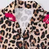 Nuevo Pijama de Comercio Exterior Transfronterizo para Mujer con Solapas Estampadas, Mangas Cortas, Shorts, Ropa de Casa Estilo Europeo y Americano, Cárdigan Holgado y Cómodo