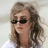 Óculos de Sol Tendência Europeus e Americanos com Padrão Oval Colorido Novo Estilo Óculos Personalizados Estilo de Rua Moda Transfronteiriça Armação Pequena Óculos de Sol Femininos