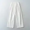 Calça Casual de Tencel em Estilo Relaxado, Novo Modelo de Verão com Cintura Elástica, Cordão, Pregas, Caimento Solto, Emagrecimento, Calça Versátil de Perna Reta