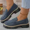 Mocassins Foscos Casuais Salto Bloco Estilo Britânico Retrô Sapatos Femininos Preto Novo 2024 Tamanho Grande Primavera Outono Solado Grosso
