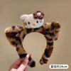 Otoño e Invierno Nuevo Lindo Orejas de Gatito Estampado de Leopardo Felpa Aro para el Cabello Mujer Lavar Cara Maquillaje Diadema Accesorios para el Cabello de Dibujos Animados