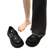 Zapatos de cuero gruesos de estilo británico para mujer que aumentan la altura, nuevos para el otoño de 2026, zapatos de vestir negros JK versátiles retro para mujer