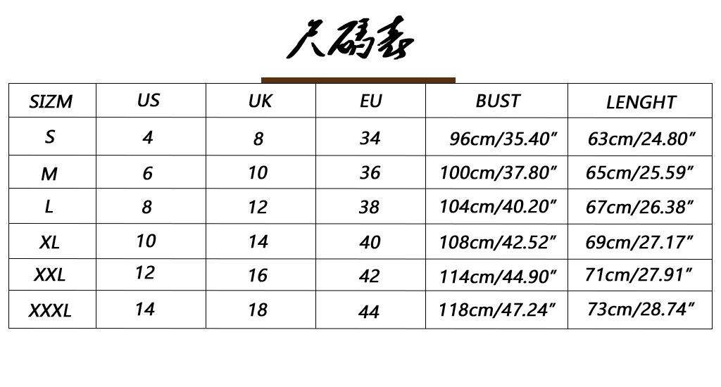 涤棉CVC尺码表