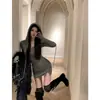 Vestido Sexy de Color Sólido con Capucha y Manga Larga para Mujer, Estilo Petite Otoño e Invierno, Atuendo Anke Le, Vestido Corto Ajustado Bodycon Básico