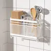Caja de almacenamiento para palillos estante de cocina, no requiere instalación, portapalillos doméstico integrado de montaje en pared, estante para utensilios con drenaje
