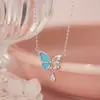Colar Yongcheng S999 Prata Pura Design Luminoso Borboleta para Mulheres Fresco, Elegante, Doce, Luxo Acessível Nicho Corrente de Clavícula Dropshipping