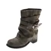 Botas Plataforma com Fivela Retrô para Mulheres, Novidade Outono 2026 Botas Curtas Vintage de Cavaleiro, Botas de Tornozelo Martin para Meninas Badass de Motocicleta