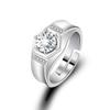 Anillo para Hombre Chapado en Platino, Anillo de Diamante Simulado Moissanita, Anillo Personalizable Ajustable Estilo Europeo y Americano, Al por Mayor en Stock, Entrega Rápida Anillo para Hombre