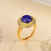 Um Veado Prata S925 Prata Esterlina Banhado a Ouro Anel de Fita de Lápis-Lazúli Retro Moda Estilo Tribunal Elegante Anel Feminino