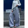 Directo del fabricante: Pantalones casuales holgados con estampado de letras retro americano para mujer, nuevo estilo de otoño, pantalones casuales y versátiles de largo hasta el suelo, estilo ins