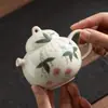 Jingdezhen Pintado a Mano Cerámica Famille Rose Fruta de Durazno Tetera Doméstica Gongfu Tetera Individual para Preparar Té Juego de Té Retro Japonés