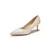 Zapatos de salón de satén de alta gama 9169D para novia con punta fina y suela roja, adecuados para banquetes, el trabajo y versátiles para el uso diario