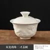 Porcelana Blanca Sancai Tazón con Tapa Porcelana Azul y Blanca Cerámica Kung Fu Tazón con Tapa Juego de Té Taza de Té Tazón Celadón Olla de Captura Manual Tazón de Té Venta al por Mayor