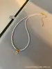 Collar con Letra de Perla de Imitación de 3 mm para Mujer, Nuevo Estilo 2024, Accesorio de Nicho de Lujo Ligero, Cadena para Clavícula, Estilo de Lujo Ligero