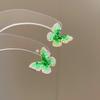 Aretes de Mariposa de Cristal con Aguja de Plata Electrochapados en Oro Real de 18k Aretes Pequeños Frescos Aretes Exquisitos Distintivos Sentido Avanzado de Nicho