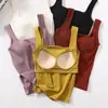 Una generación de chaleco de algodón con cuello cuadrado y almohadilla en el pecho, camisola base de una pieza para mujer, lencería, se puede usar por fuera