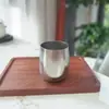 Taza apilable de titanio puro con tapa para picnics al aire libre, de una sola capa anti-quemaduras, plegable, portátil con asa, vaso de agua de regalo