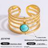 Anillo Transfronterizo Europeo y Americano de Piedra Natural Retro Lujo Ligero Color Duradero Ojo del Diablo Joyería Anillo Abierto de Acero de Titanio Oro 18K