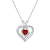 Collar de Lujo Ligero Europeo y Americano de Nicho con Forma de Corazón Tachonado de Diamantes, Cadena para Clavícula que No se Desvanece, Sensación de Alta Gama para Mujeres, Regalo de Piedra de Nacimiento Transfronterizo
