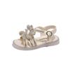 Nuevos Zapatos de Princesa de Verano para Niñas Estilo Coreano Sandalias Antideslizantes de Suela Suave Zapatos de Playa de Moda y Versátiles con Lazo y Diamantes Brillantes