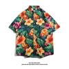 Marca Nueva de Tendencia Transfronteriza Primavera y Verano Camisa de Playa de Manga Corta Estampada Estilo Hong Kong para Hombre Holgada y Versátil Casual Camisa Floral para Pareja