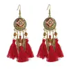 Pendientes Étnicos Vintage Transfronterizos, Pendientes de Alta Gama Incrustados de Diamantes, Pendientes de Borla Bohemianos para Viaje, Joyería Exquisita