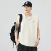 Camiseta Regata Masculina de Verão Shanggu Ombro Largo Colete Solto Preto Roxo Damasco Estoque Pronto Tipo Solto