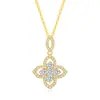 Collar de Rueda de la Fortuna Flor de Trébol de Cuatro Hojas para Mujer Plata de Ley S925 Nicho Lujo Ligero Versátil Cadena para Clavícula de Gama Alta con Micro Zirconia