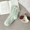 26 Meias de Dormir Cartoon Tridimensional em Fleece Coral Outono e Inverno Meias Quentes para Casa Meias Fofas KT de Cano Médio Meia Fleece