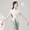 Roupas de Dança Clássica Fungo Crewneck T-shirt Feminina Emagrecimento Estilo Hong Kong Top Verão Manga Curta Split Roupas de Dança Moderna