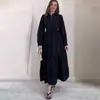Vestido Nuevo de Color Sólido con Cuello Polo, Correa de Botón y Volantes para Mujer, Exportación Transfronteriza de Amazon Europeo y Americano 2025