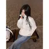 Sudadera de Estilo Coreano Simple Estilo Perezoso Versátil con Cuello Alto para Mujer en Otoño e Invierno Suelta de Terciopelo Engrosada Chaqueta Cardigan con Cremallera de Moda