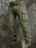 Calça Cargo Patchwork Listrada Multibolsos Casual Esportiva de Caminhada Tática ao Ar Livre Masculina de Algodão Tamanho Plus 6XL Transfronteiriça