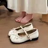 Zapatos Mary Jane extremadamente elegantes con punta cuadrada, cordones y pedrería para mujer, nuevo modelo otoño 2026, adecuados para combinar con faldas, zapatos pequeños de cuero estilo ballet