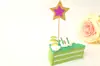 Tarjeta de inserción de bandera de estrella de cinco puntas con corazón rosa tierno brillante 12 piezas un paquete de inserción de bandera para pastel de repostería familiar