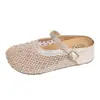 Zapatillas de Media Punta Mary Jane Cerradas con Suela Gruesa y Pedrería para Mujer, Verano 2026 Malla Transpirable sin Cierre Poco Profundas para Aumentar Estatura