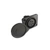 Base Cassong Hembra 4 Núcleos XLR Hembra 4 Agujeros con Cubierta a Prueba de Polvo Nylon Retardante de Llama con Flecha Base de Carga para Batería de Litio Negra