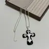 Cadena de Suéter Cruzada Blanca y Negra Dulce y Fresca Nicho Elegante Único Lujo de Gama Alta Accesible Moda Versátil Collar Pendientes