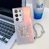 Capa de Celular com Suporte de Borboleta a Laser Galvanizado para Samsung S24ULTRA Tendência A54 Personalidade A14 Pulseira A34